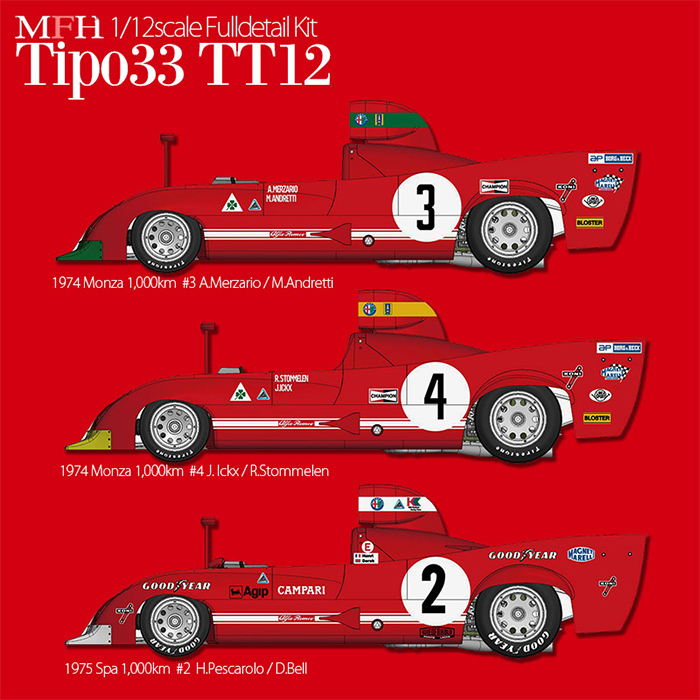 モデルファクトリーヒロ MFH 1/12 アルファロメオ Tipo33 TT12